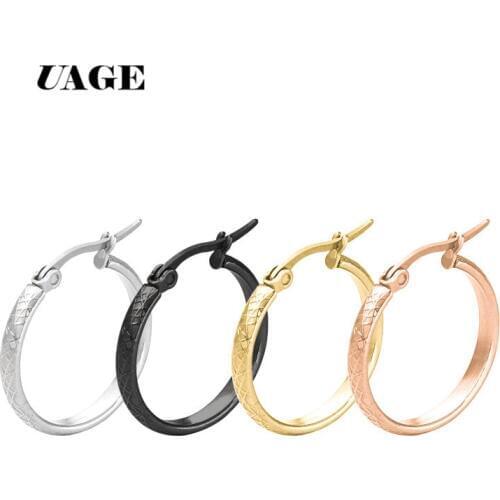 UAGE Hoop Earrings For Women Gold/Silver Color/Rose Gold/Black Color Round Circle Earring Ear Ring Clip Earrings aretes Mujer