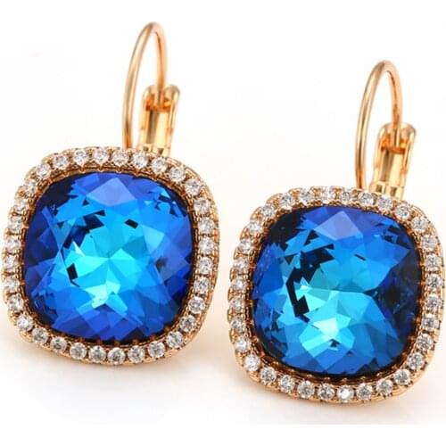 Trend Crystal Fashion Drop Earring for Women Wedding Party High Quality Austrian Crystal Square Designers Boucle D'oreille Gift