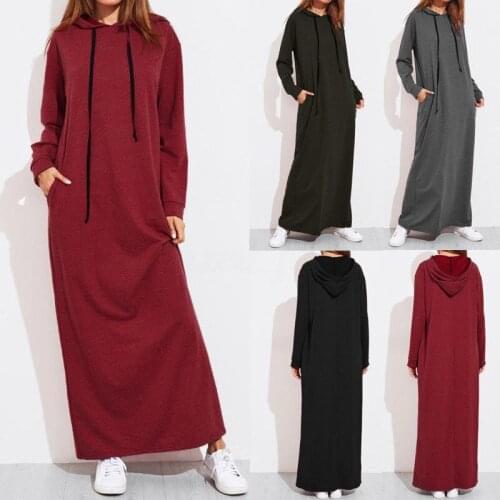 Women Maxi Dress 2021Vintage Hooded Dress Sweatshirt Winter Long Sleeve Hoodie Winter Robe Femme vestidos largos fiestas baratos