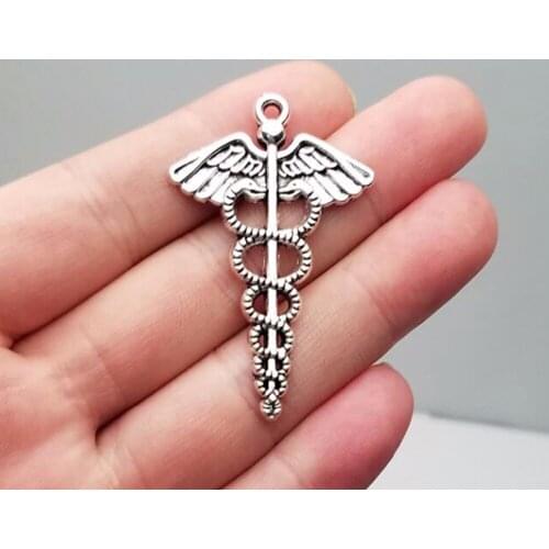 10pcs/lot--49x30mm, Antique silver plated Caduceus Medical Symbol charms,DIY supplies,Jewelry accessories