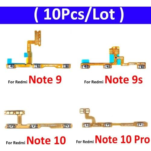 10Pcs , Replacement Parts For Xiaomi Redmi Note 9 Power Switch On Off Volume Button Flex Cable