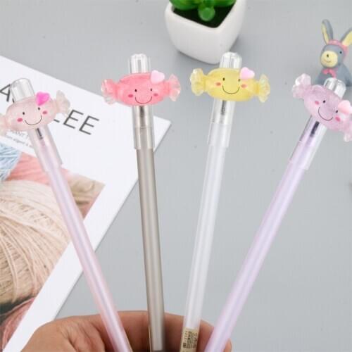 24PCS Cartoon Creative Candy Bear Gel Pen Simple Gummy Bears Fruit Bag Black Water-based Paint Pen Students Stationery