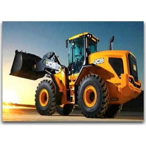 Diamond Painting Cartoon excavator Cross Stitch Tractor Forklift Round Diamond Mosaic Full Square Diamond art car For Hobby