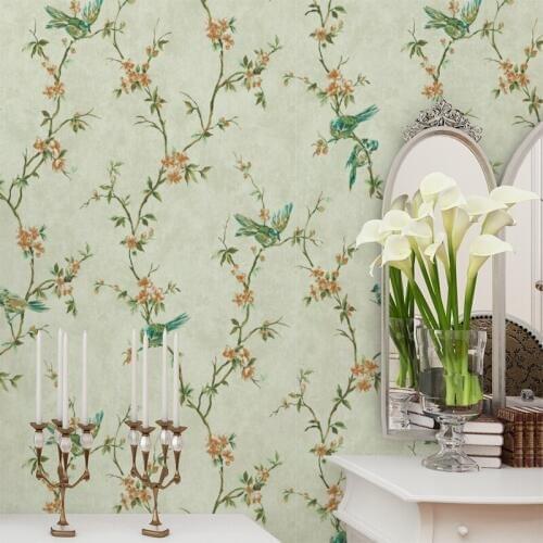American Rustic Wallpaper Floral Classical 3d Bird Wall Paper For Walls Non Woven Wallpapers For Tv And Sofa Background Bedroom