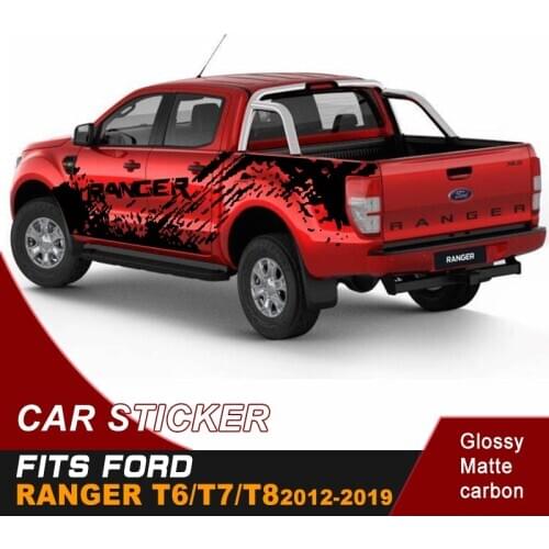 Car accessories 2 Pcs mudslinger side door stripe graphic Vinyl 4x4 off road car sticker fit for ford ranger T6 T7 T8 2012-2019