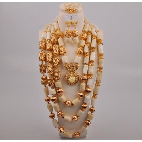 White Coral Necklace African Wedding Beads Jewelry Sets Women Nigerian Bridal Jewelry Set for Bride