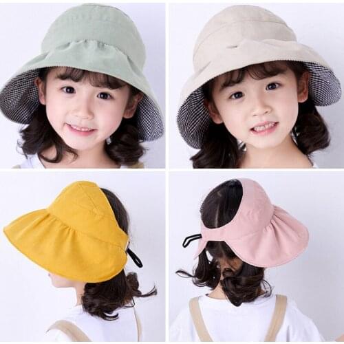 Childrens hat summer sun hat boys and girls baby sunshade empty top hat baby outdoor sunscreen fisherman hat Panama hat