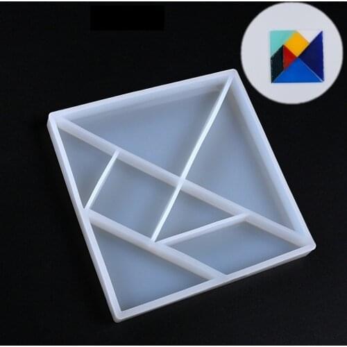 DIY Tangram Crystal Epoxy Mold Resin Making Handmade Material Tangram Silicone Puzzle Model