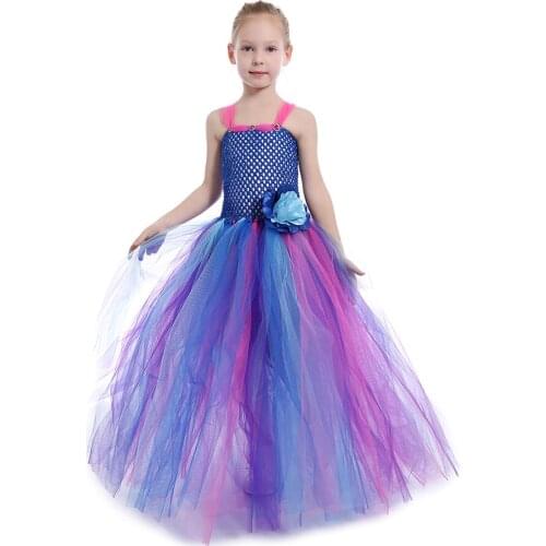 Elegant Girls Long Dress Flower Girls Wedding Dresses Princess Tulle Dress Teen Girl Prom Dance Tutu Dress Baby Birthday Vestido