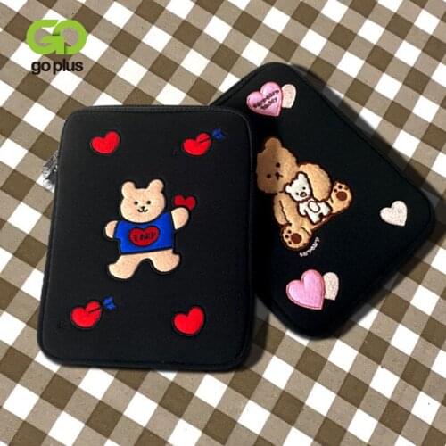 GOPLUS Kawaii Korea Love Bear Handbag 10.5 11inch Tablet PC Case Holder Lovely Fashion Bags Dacron Soft Girls For Travel Home