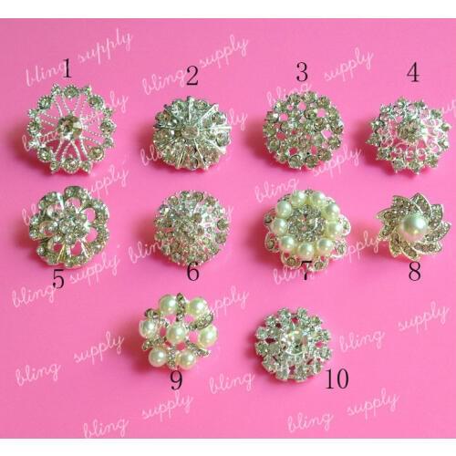 Free shippig MIX Style rhinestone button embellishment with shank for hair bow center 100PCS/LOT(Z-1)