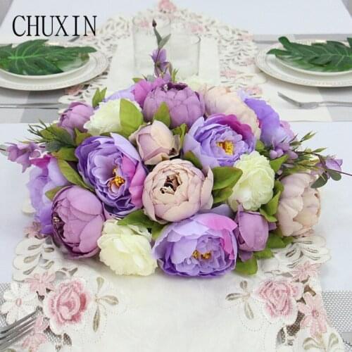 Table Flower Desktop Artificial Flower Decoration Rose Peony Silk Simulation Flower Home Wedding Banquet Christmas Decor