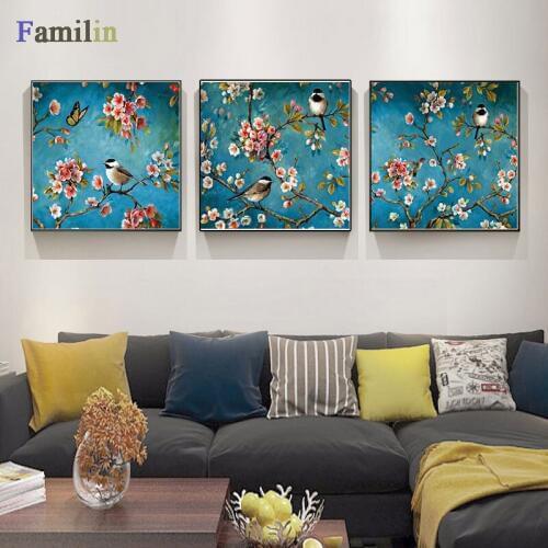 Chinese flower and bird pattern canvas painting wall art poster wall sticker decorative painting wall painting home deco