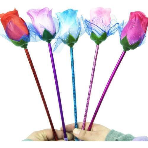 2PCS Cartoon Rose Creative Ballpoint Pen 0.7MM Lovely Small Stationery Elementary School Student School Supplies