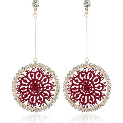 Korea Chic Drop For Earrings Women Shiny Crystal Weave Network Round Dangle Big gold Earrings Femme Charm Jewelry brincos 2018