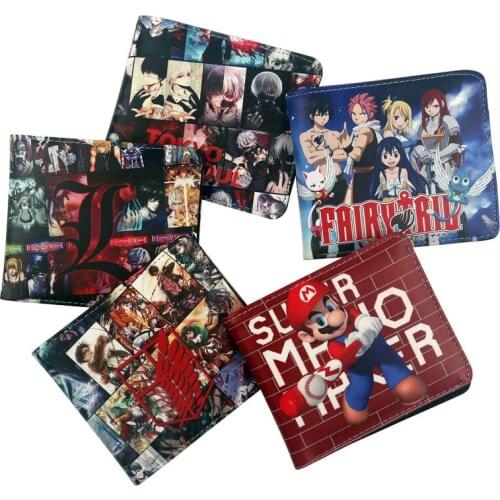 Cartoon anime wallet death note Fairy Tail Men Women PU Leather Purse Credit Card Holder Money Wallet Clip