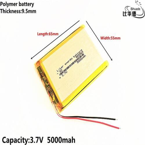 Liter energy battery Good Qulity 3.7V,5000mAH,955565 Polymer lithium ion / Li-ion battery for TOY,POWER BANK,GPS,mp3,mp4