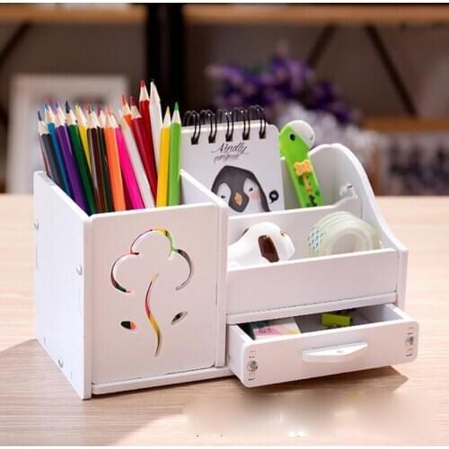 Lovely 2pcs* DIY School Desk Pen Pencils Drawer Case Storage Box Table Simple Pencil Shelf Holder Office Stationery Supplies Gif