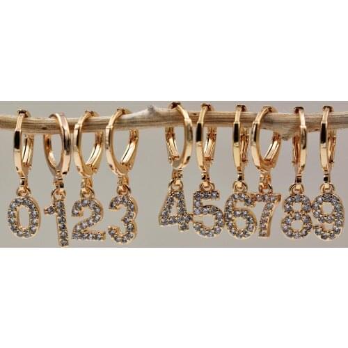 Fashion number style Luxury Drop Earrings Women 's earrings Trendy Fashion Gold Earrings for womens white Zircon Gife