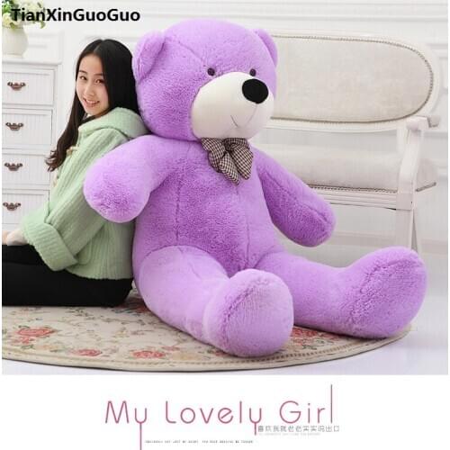 Fillings toy purple Teddy bear plush toy stuffed bowtie bear large 140cm soft doll throw pillow Christmas gift b2780