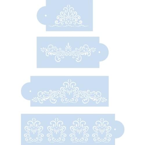 Four-piece Pattern Cake Stencils For Decor Painting Template Scrapbooking Album Embossing Templates Stencil Crafts Reusable