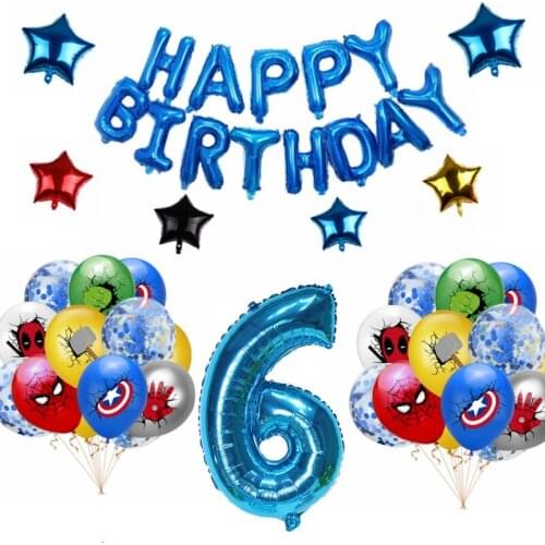 Disney Marvel Superhero Avengers 12inch Latex Balloons Set Boys 32inch 1-9 Years Old Birthday Party Background Wall Decor 46pcs