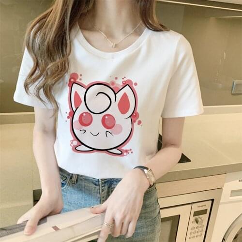 New Pokemon T-shirt Kawaii Jigglypuff Anime Tops Summer Women Casual Clothes Print Short Sleeve Cartoons Aesthetic Tees Dropship