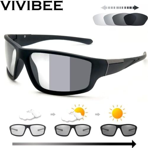 VIVIBEE Men Photochromic Sunglasses Matte Black Sports Goggles Women Color Changing 100% Polarized Driving 2021 Sun Glasses