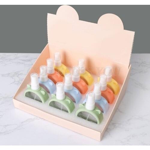 10Pcs/Set 55ml Empty Spray Bottles with Silicone Cover Cartoon Animal Fine Mist Plastic Small Refillable Perfume Makeup Liquid
