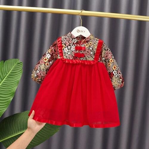 Warm Winter Girls Princess Dress Children Kids Baby Infants Long Sleeve Velvet Mesh Flora Ruffle Dresses Vestidos S11858