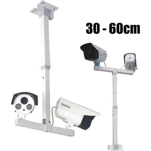 CCTV Camera Stand Telescopic Bracket 30-60cm Arm Length Adjustable Double Camera Lifting Support T-shaped Vertical Pole Mount