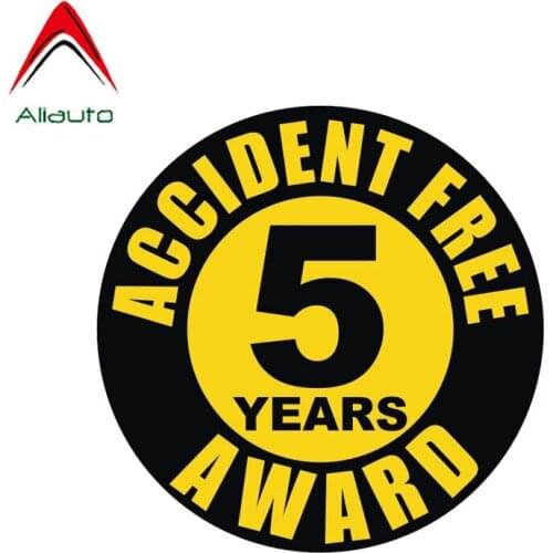 Aliauto Warning Car Sticker Personality Accident Free 5 Years Award Cover Scratch Decal Accessories PVC for Opel Volvo,11cm*11cm
