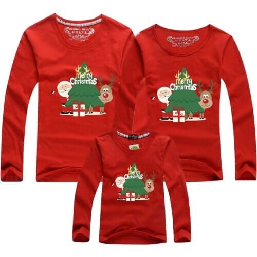 Christmas Family Clothing Christmas tree Print Long sleev T-shirts Mother Daughter Father Family Matching Outfits