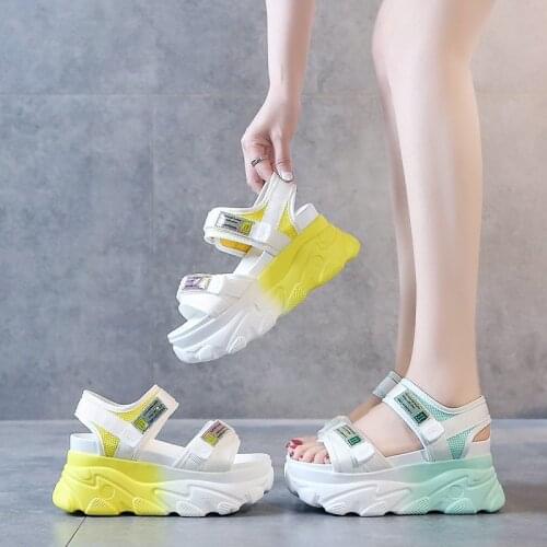Fashion Mix Color Thick Bottom Sandals Women Summer Chunky Platform Shoes Woman Comfort Open Toe Wedge Sandalias