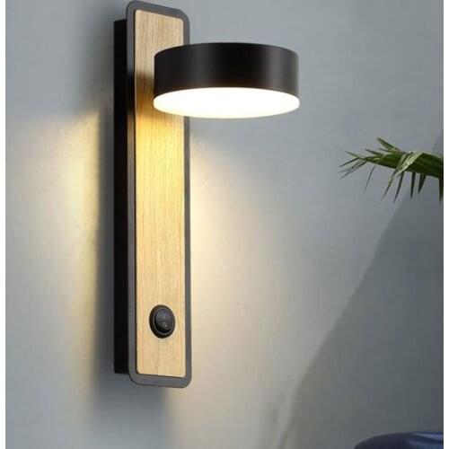 Modern Wall Lamp 350 Degree Rotating Adjustable Black/White for Bedside Bedroom Mirror Light Corridor sconce AC90-220V