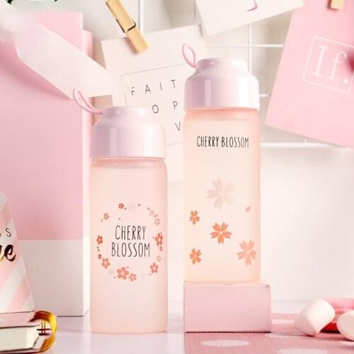 Thermochromic High Borosilicate Glass Frosted Cherry Cup Water Cup Drinkware Glass Water Bottle Cute Water Bottle Kawaii Cups