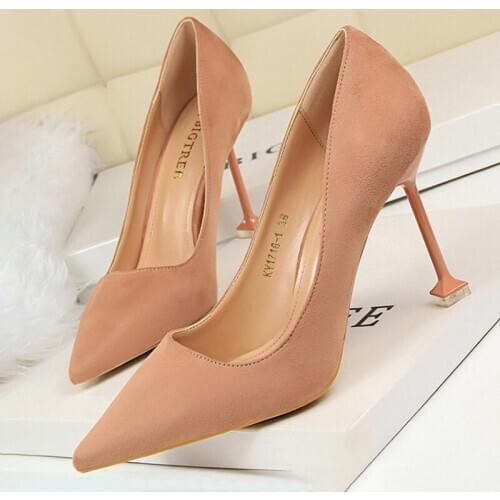 BIGTREE Shoes Fashion Woman Pumps Suede High Heels Shoes Women Office Shoes Stiletto Ladies Shoes Pointed Toe Women Heels 9.5 Cm