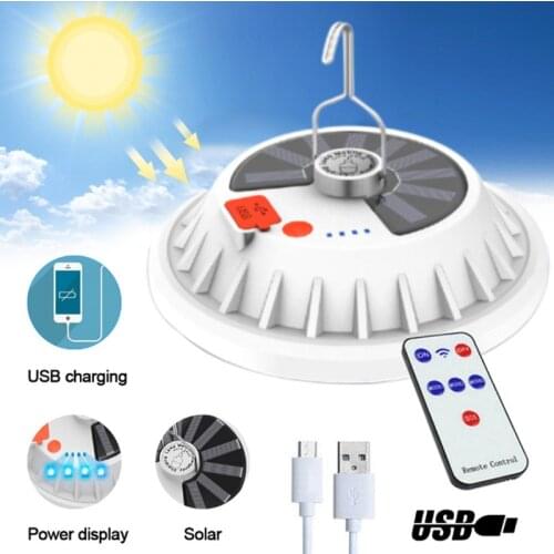New Outdoor Solar Remote Control Super Bright Camping Lamp USB Charging Bulb Tent Lamp LED Emergency Lamp Tent Accessories