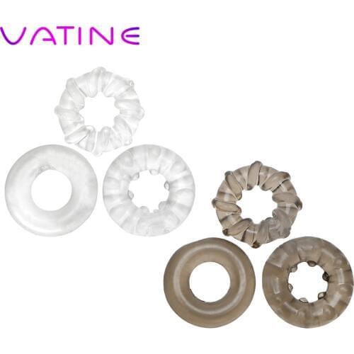 VATINE 3Pcs/set Penis Ring Cock Ring Elastic Sex Product Sex Toys for Men Delay Ejaculation Male Masturbator
