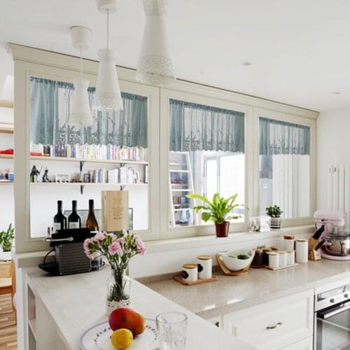 Embroidered Tier Voile Valance Window Sheer Curtains Home Decor - White, as described