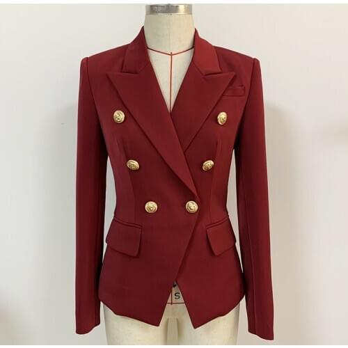 HIGH QUALITY New Star Fashion 2021 Designer Blazer Womens Metal Lion Buttons Double Breasted Blazer Jacket Outer Coat
