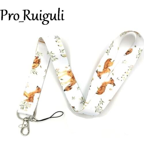 100pcs Animal Deers Neck Strap Lanyard keychain Mobile Phone Strap ID Badge Holder Rope Key Chain Keyring cosplay Accessories