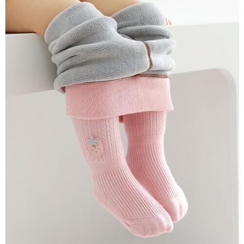Toddler Girl Winter Cotton Pantyhose Child Thermal Thick Velvet Warm Kid Pants Newborn Infant Strawberry Tights Baby Accessories
