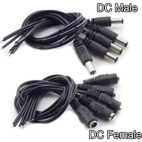 1pcs 5pcs 10pcs 2.1*5.5mm 12v DC Male Female Connectors Plug Power Supply Extension Cable cord wire CCTV Camera LED Strip Light