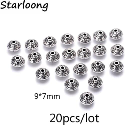20pcs/lot antique vintage silver plated zinc alloy Retro Tibetan spacer beads DIY Jewelry accessories making for strand bracelet