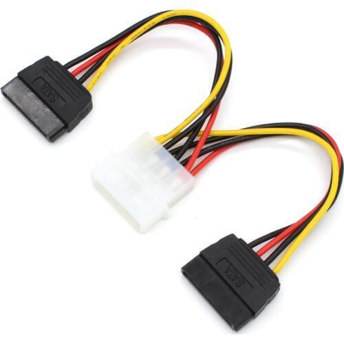 200pcs Serial ATA SATA 4 Pin IDE Molex to 2 of 15 Pin HDD Power Adapter Cable Hot Worldwide Promotion