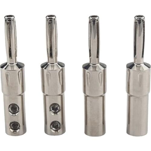 8Pcs Pure Copper Silver Plated Banana Plug Audio Speaker Cable Wire Connector