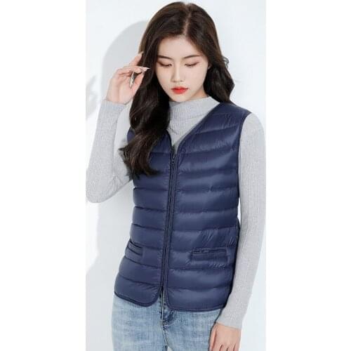 90% Ultra Light White Duck Down Women Vest Thin Coat Women Duck Down Sleeveless Jacket V Collar All-Match Coat