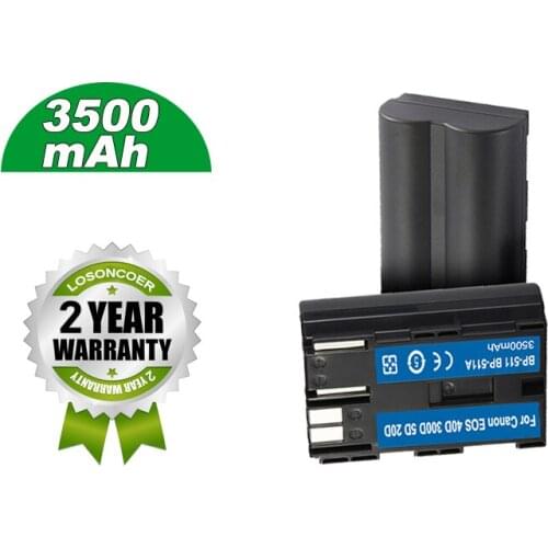LOSONCOER Battery 3500mAh BP-511 BP-511A BP 511A for Camera Battery BP511 For Canon EOS 40D 300D 5D 10D 20D 30D 40D 50D G6 G5 G3