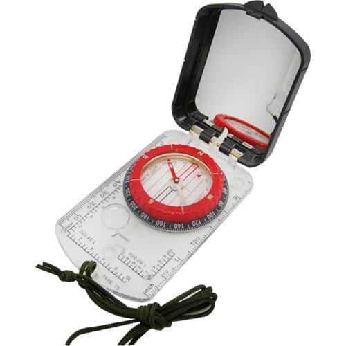Acrylic Ruler Magnifier Mirror Compass Lanyard Waterproof Pocket Size Outdoor Camping Hiking Portable Adventure Survival Tool